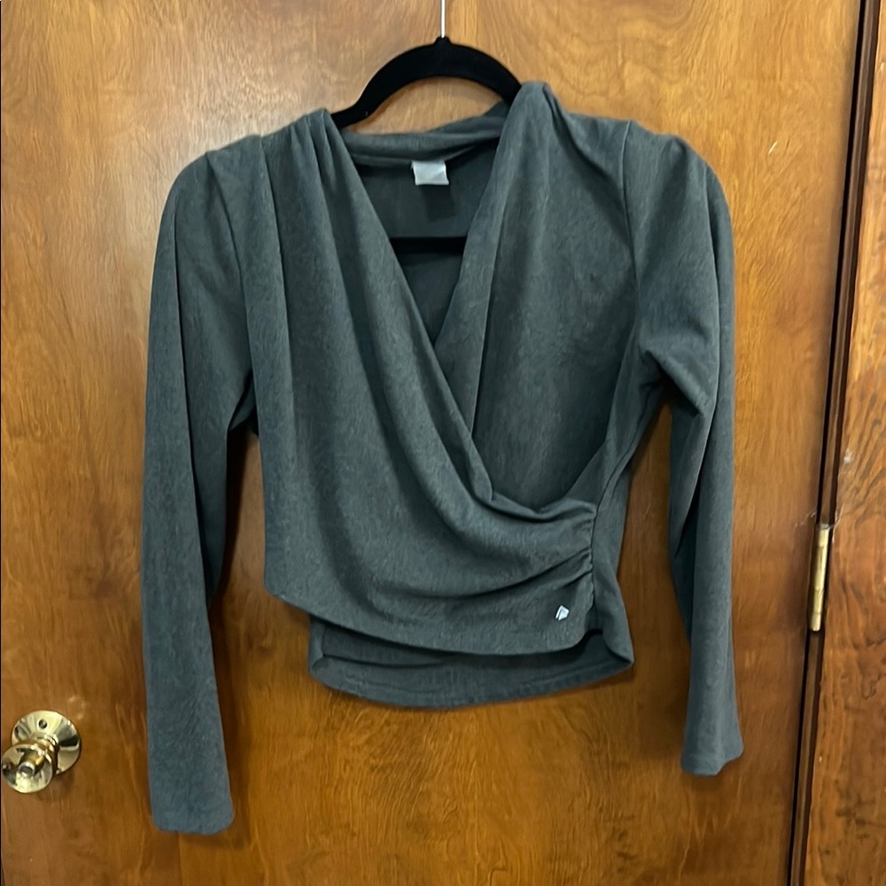 Elegant Gray Wrap Top